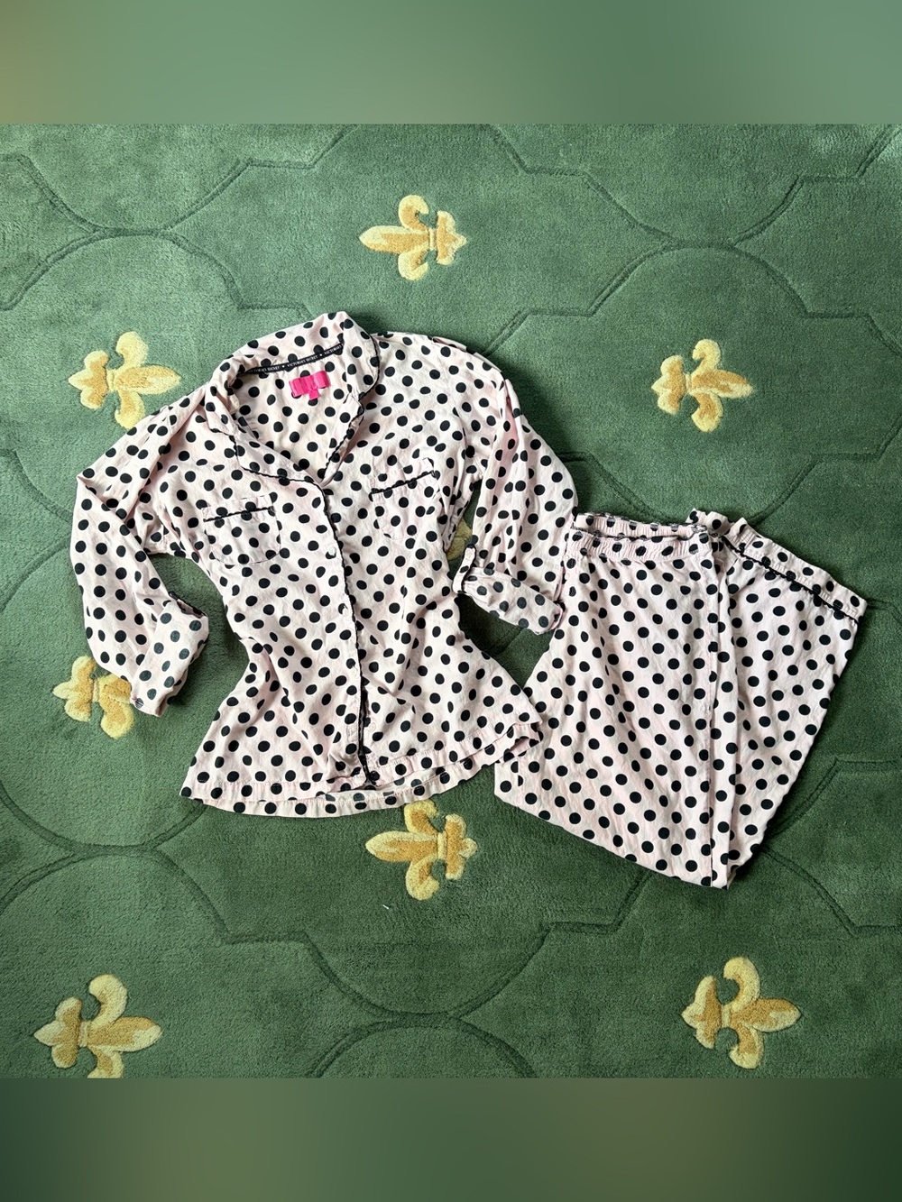 Y2K Women’s Pink Polka Dot Pajama Set - Cozy Two-Piece Sleepwear Vintage